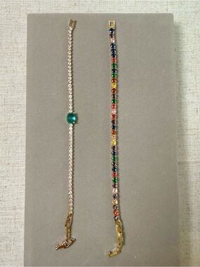 2-Piece 3A CZ Tennis Bracelet Set – Multicolor & Clear